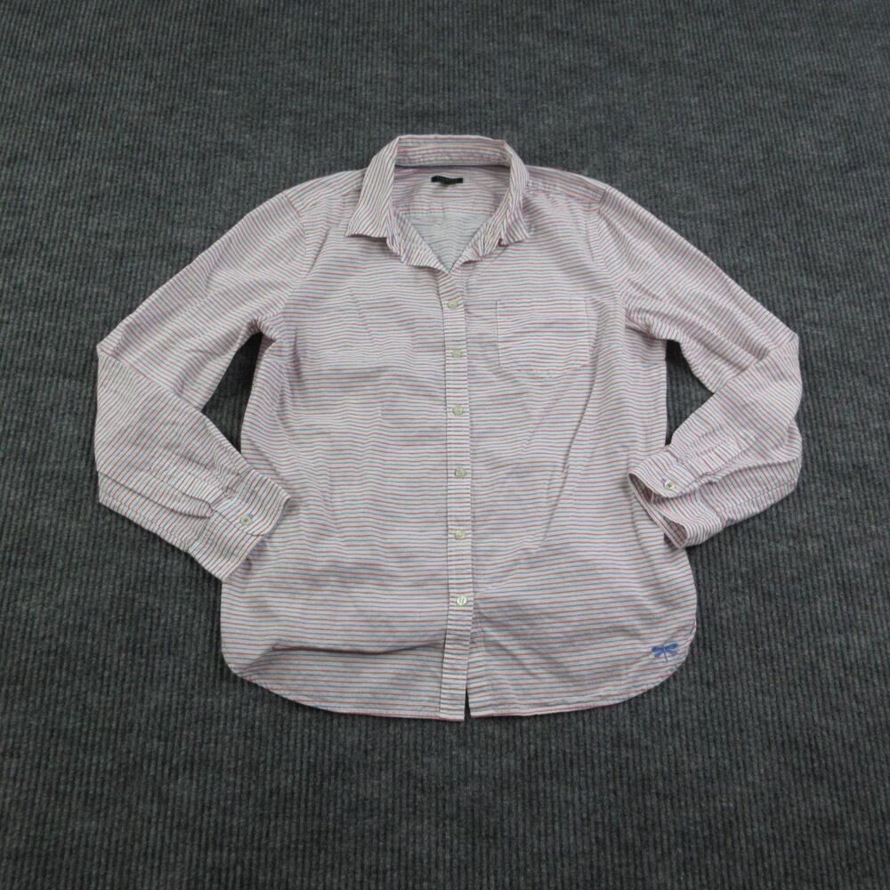 Talbots Shirt Womens 12 White Striped Button-Up Long Sleeve Classic Fit Cotton